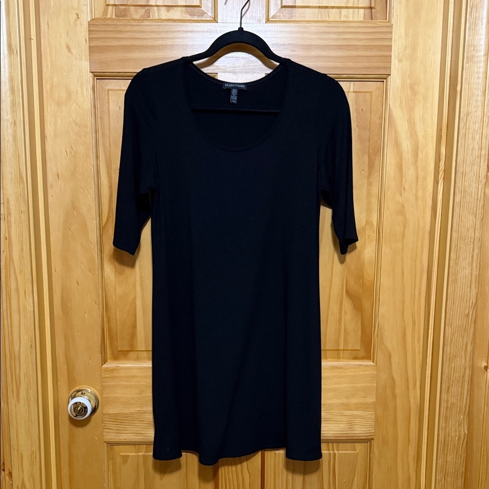 Eileen Fisher Black A-Line Dress, Size Medium.